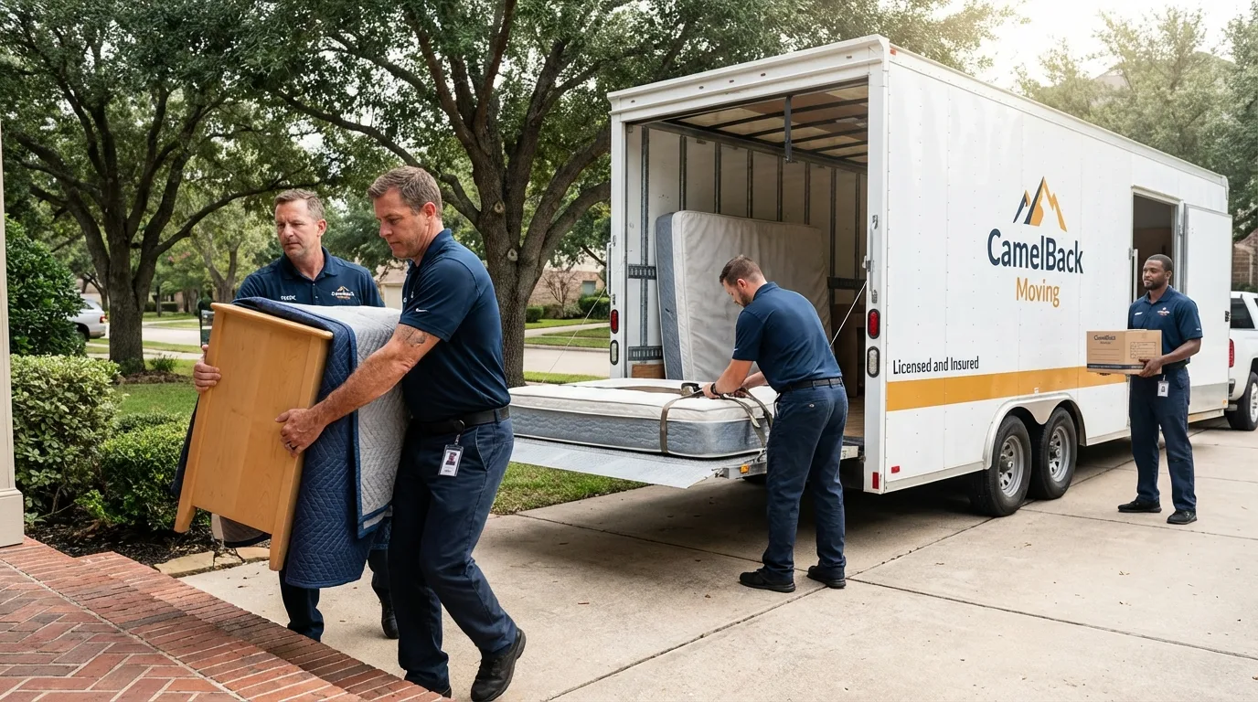 Crew loading residential truck for cross-state move from Marietta, OH